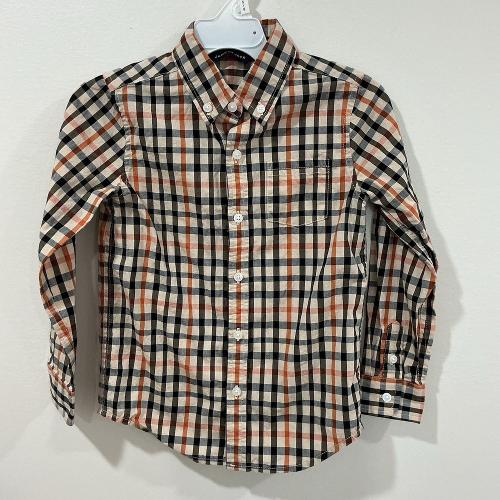 Janie and Jack Toddler Boys Plaid Long‎ Sleeve Shirt Size 4 Fall Preppy